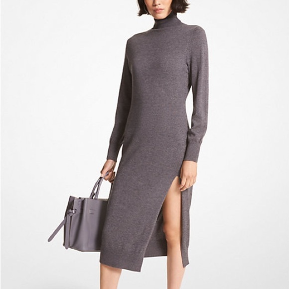 Micheal Kors | OLIVE Wool Blend Turtle Neck Dress - Picture 2 of 6